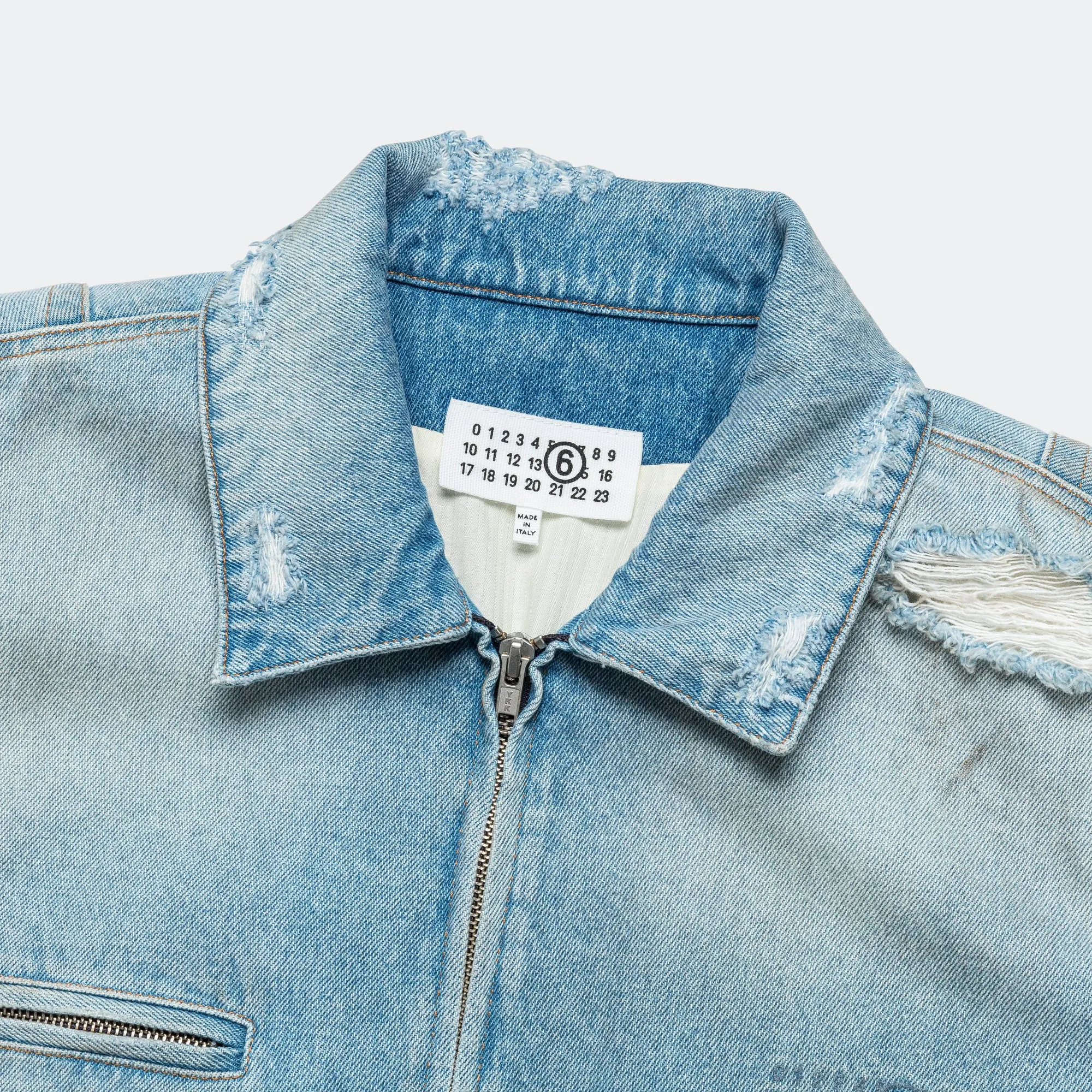 Distressed Denim Sports Jacket - Medium Blue Relaxed Basics