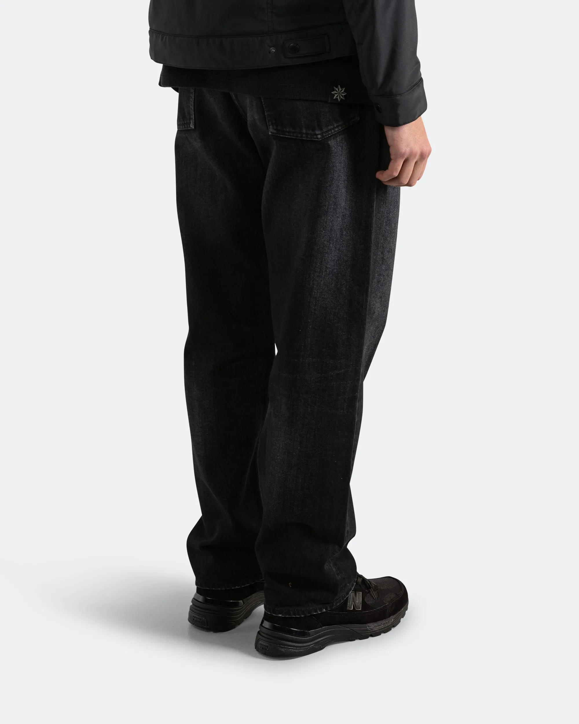 Station Pant - Suvin Cotton Denim Washed Black Cool And Simple