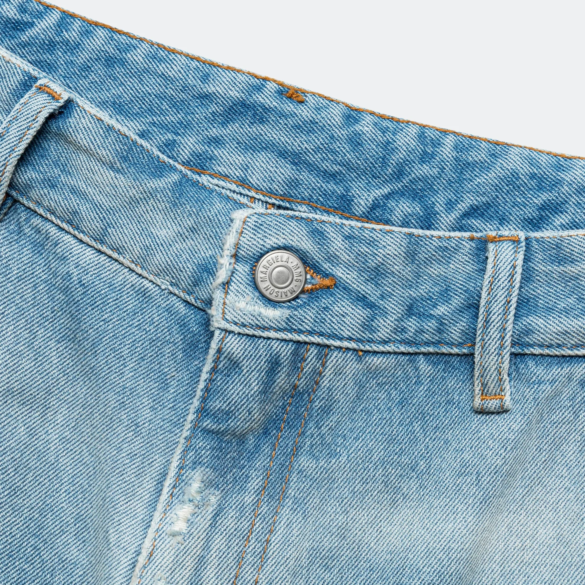 Distressed Wide-Leg Denim - Used Wash Stain Release Finish