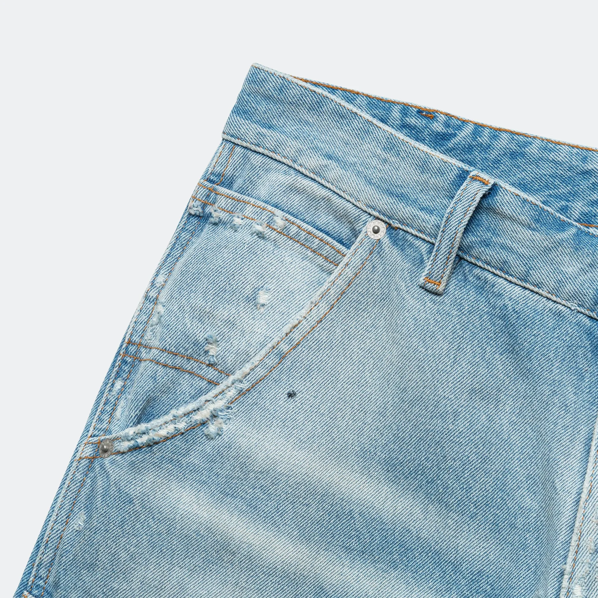 Smart Casual Athlete Fit Multi Season Piece Distressed Wide-Leg Denim - Used Wash