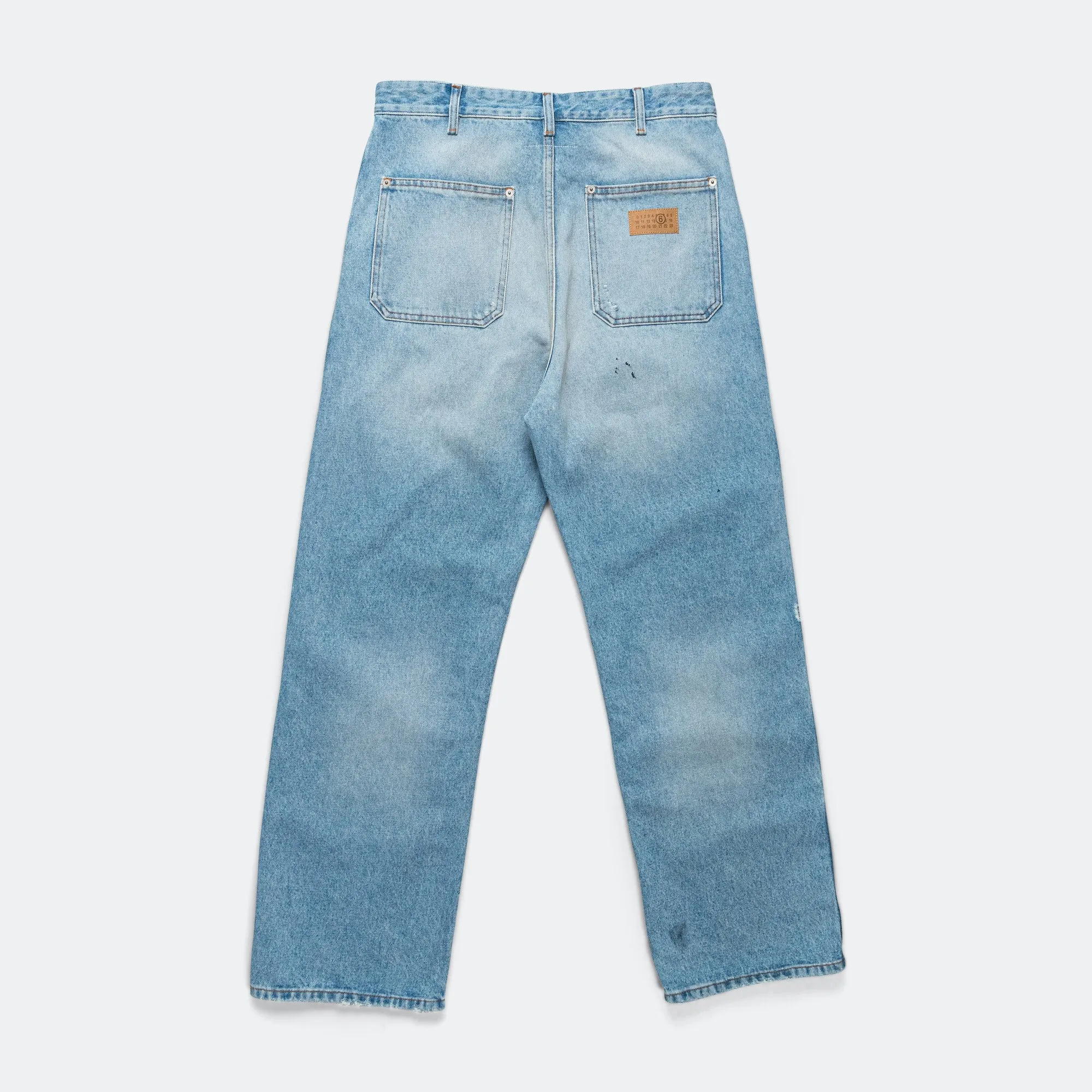 Distressed Wide-Leg Denim - Used Wash Modern Couple Look Family Style Elegant