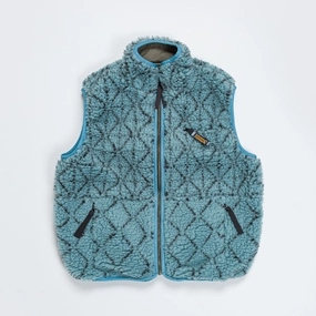 Teflon Finish DO-GI SASHIKO Boa Fleece Reversible Vest - Blue