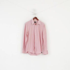 Bold Pattern Dockers San Francisco Men XL (L) Casual Shirt Red Striped Cotton Long Sleeve Top