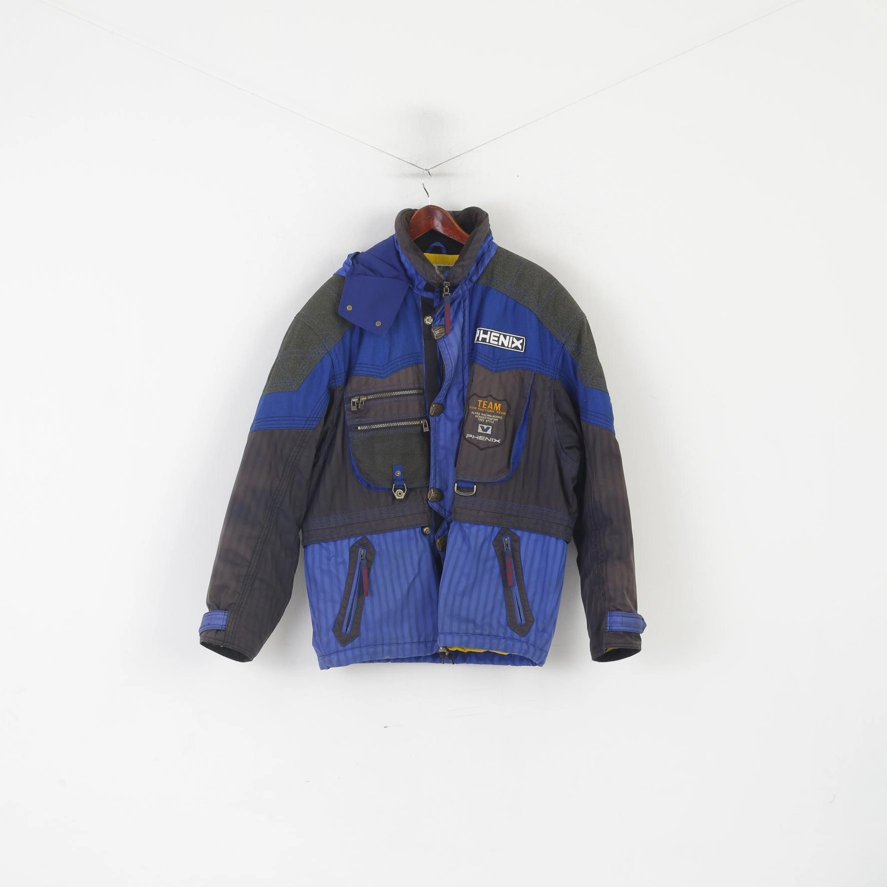 Personalized Effort Phenix Men 52 L Ski Jacket Blue Alpen Snowboarding Racing Team Hooded Zip Up Top