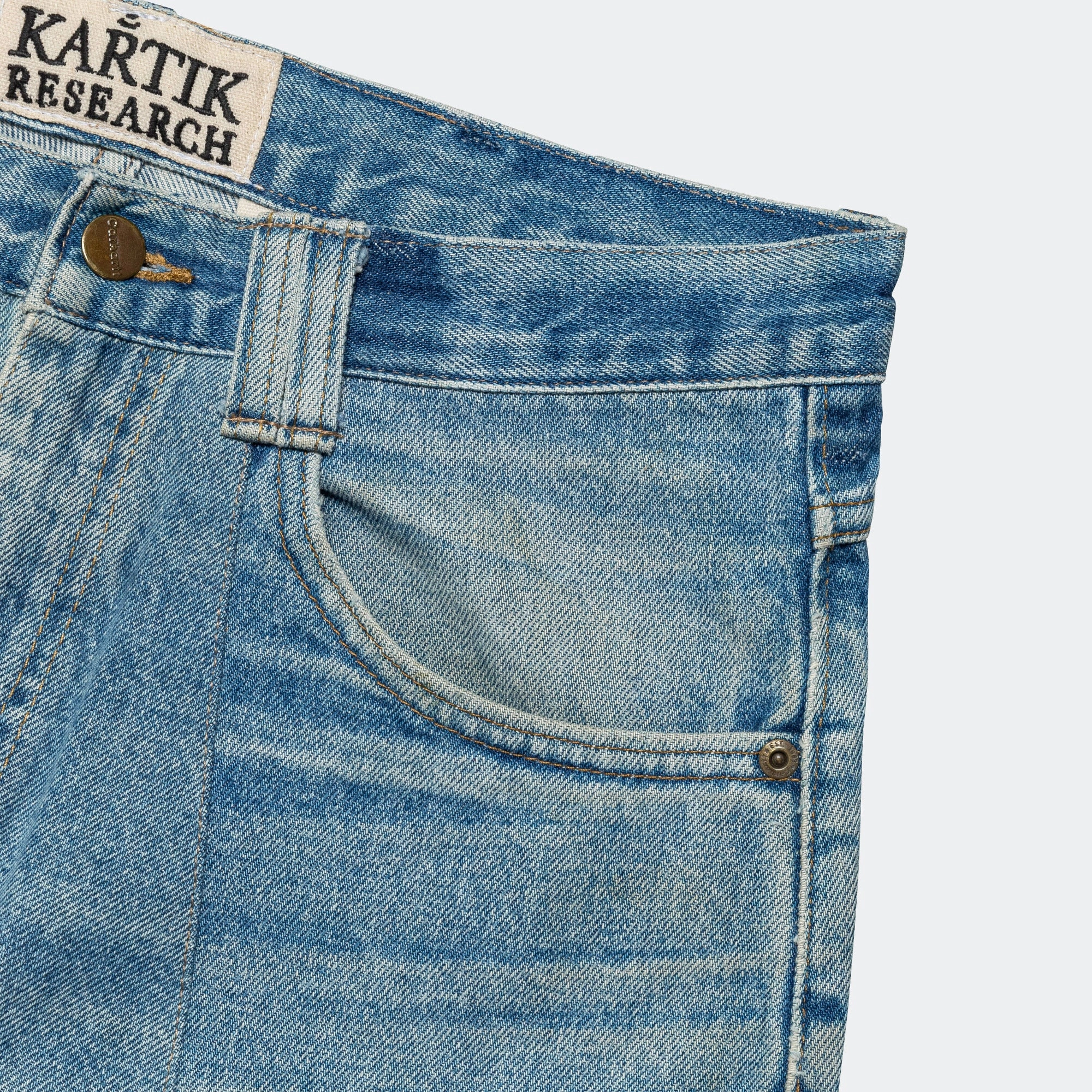 Double Knee Pant - Upcycled Denim Lightwash/White AntibacterialCoating Odor Control Treatment