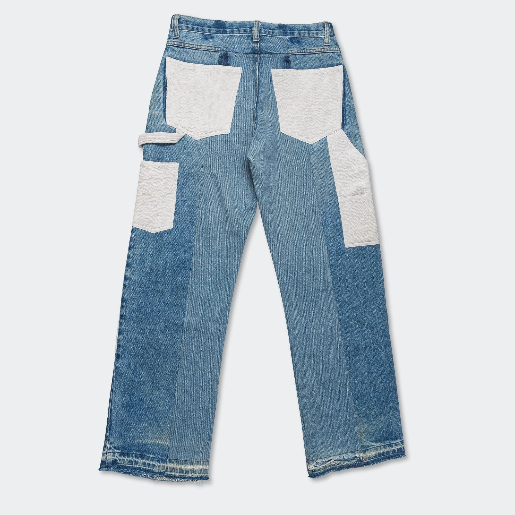 Double Knee Pant - Upcycled Denim Lightwash/White Quick Access Pockets Chic Look