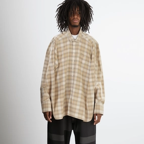 No Slip Shoulder Grips Vintage Globetrotter Men L Casual Shirt Brown Checkered Long Sleeve Top