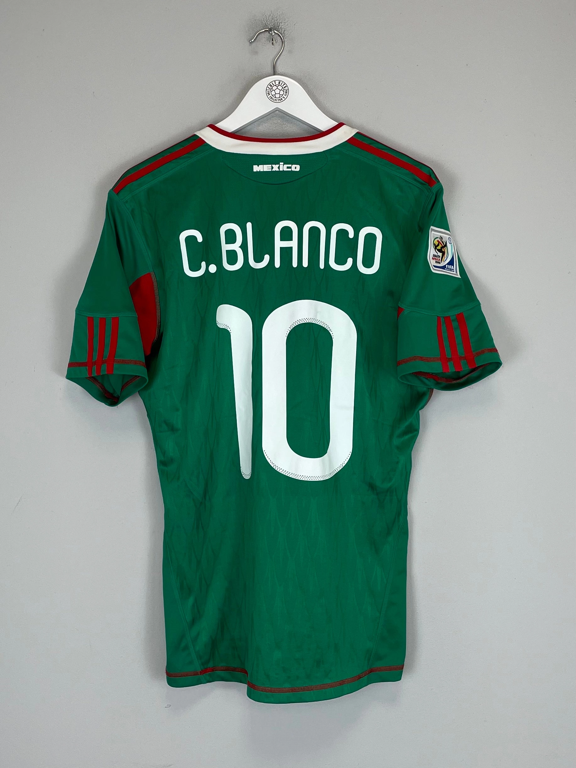2010 MEXICO C.BLANCO #10 HOME SHIRT (M) ADIDAS Flatlock Seam Technology