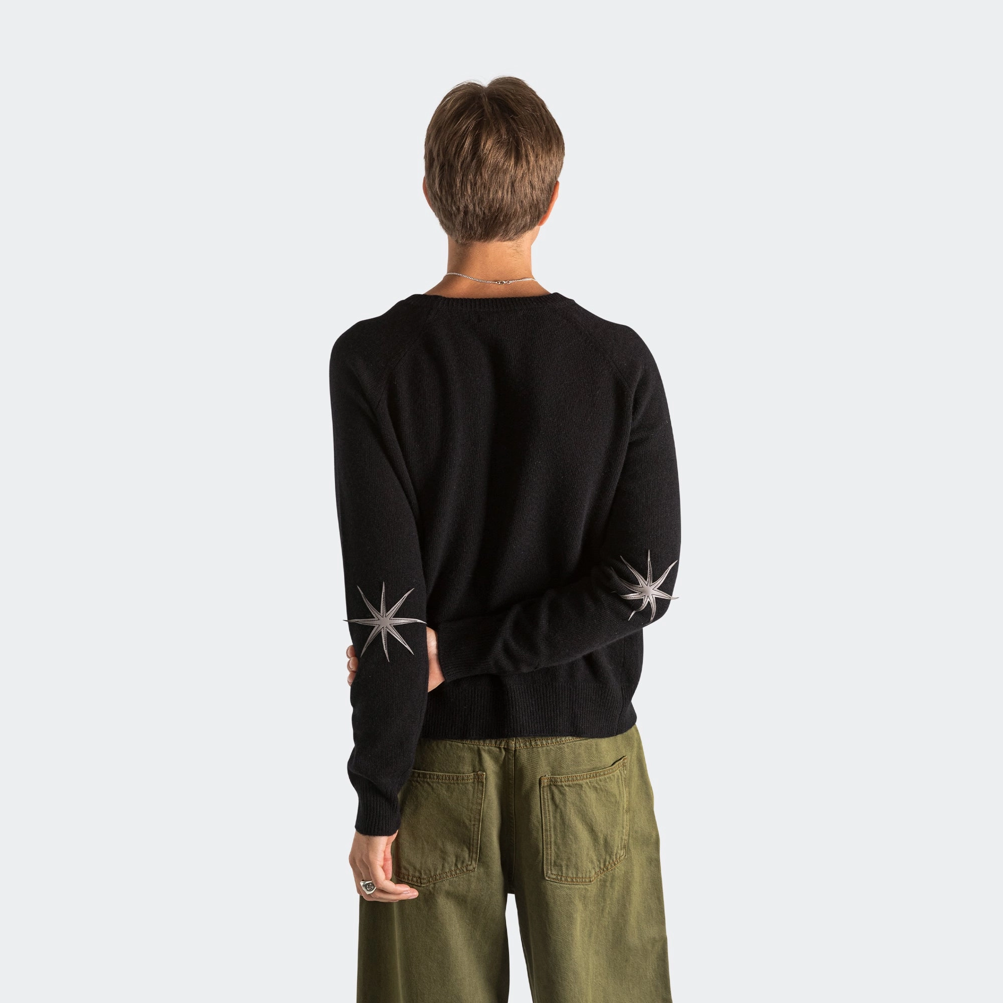 QuickDry Weave Sleek Texture Lambswool Sweater - Black