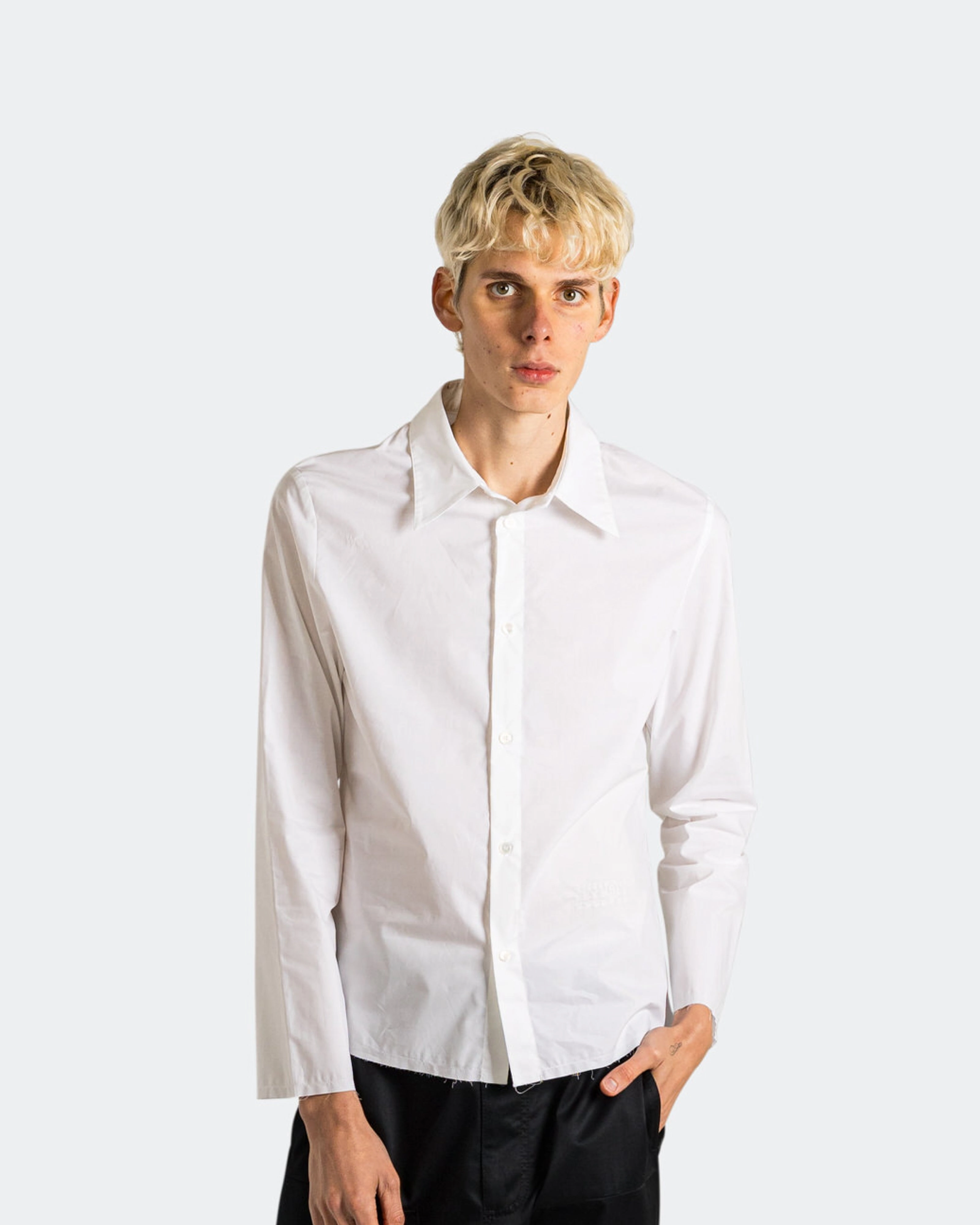 Work From Home Cropped Dress Shirt - White