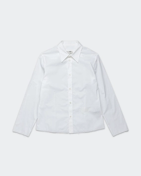 UV Protective Fabric Cropped Dress Shirt - White