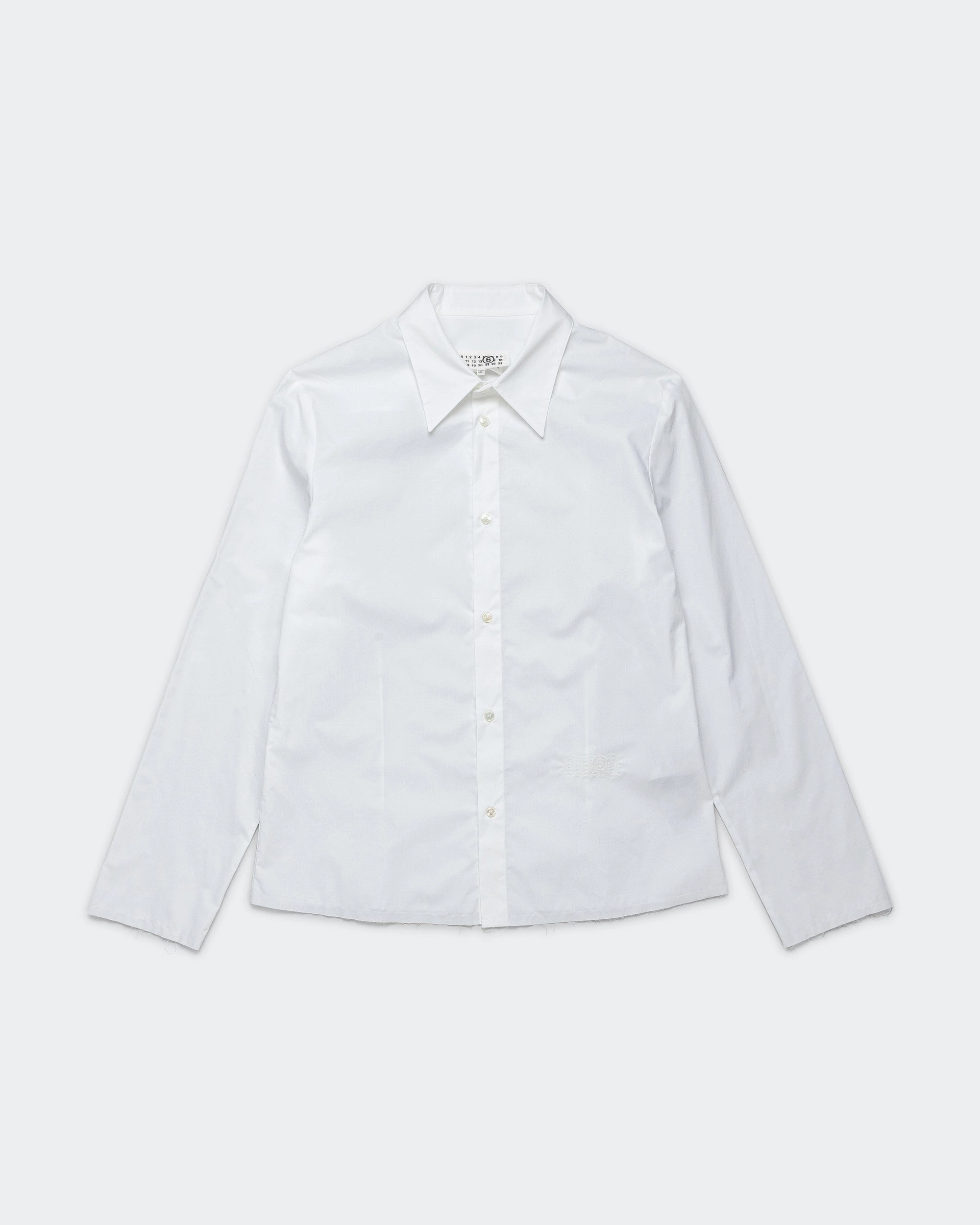 UV Protective Fabric Cropped Dress Shirt - White