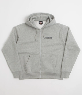 Dickies Bolivar Full Zip Hoodie - Grey Melange Dual Pocket Configuration Travel Style