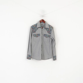 Customizable Option Local Favorite Nima Zaree Collection Men M Casual Shirt Grey Cotton Floral Boho Long Sleeve Top