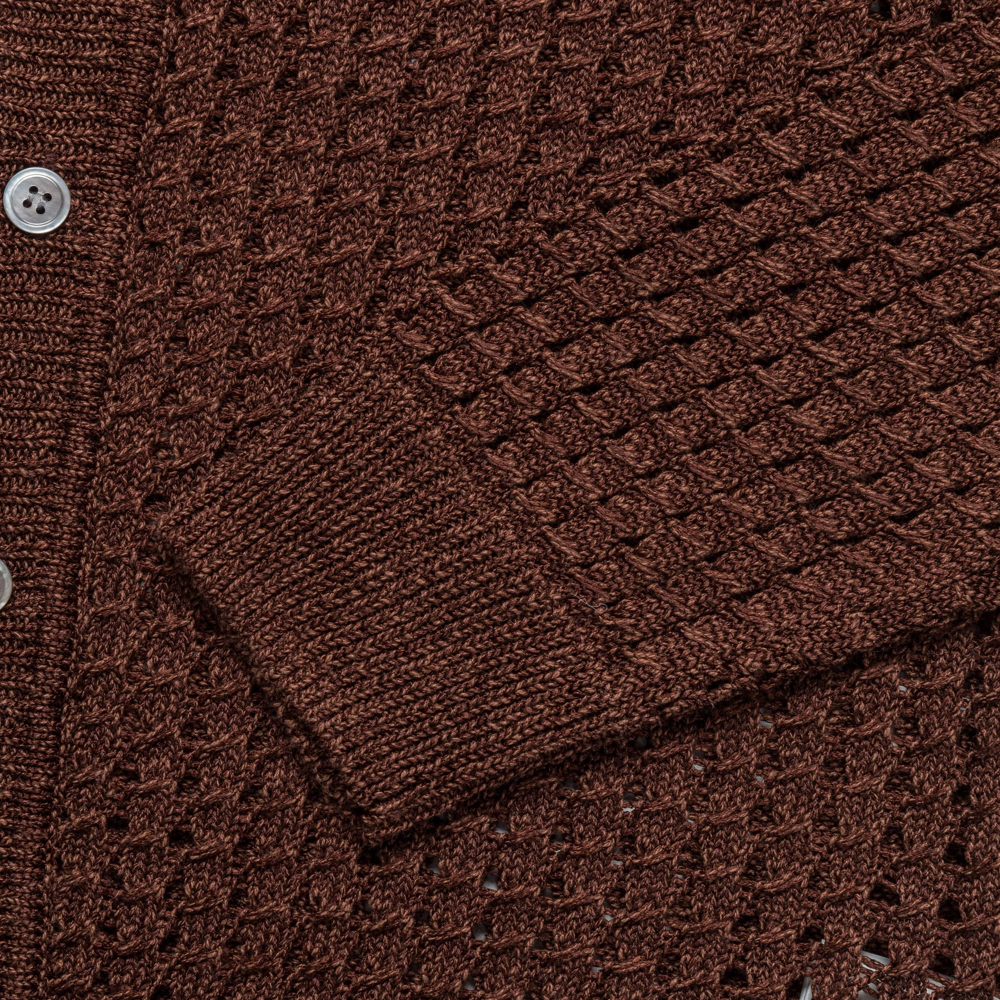 Eco Conscious Manufacturing Off-Duty Fit 5G Bright Mesh Polo Cardigan - Brown