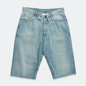 RipstopMaterial Valentine's gift Drawstring Denim Shorts - Light Blue