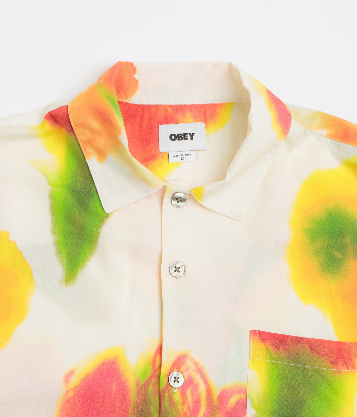 Obey Kinney Short Sleeve Shirt - Cream Multi Ultra Soft Interior Classy Detail