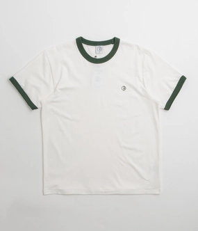 Polar Ringer T-Shirt - Cloud White / Dark Green EnhancedDurabilityFinish Office Casual