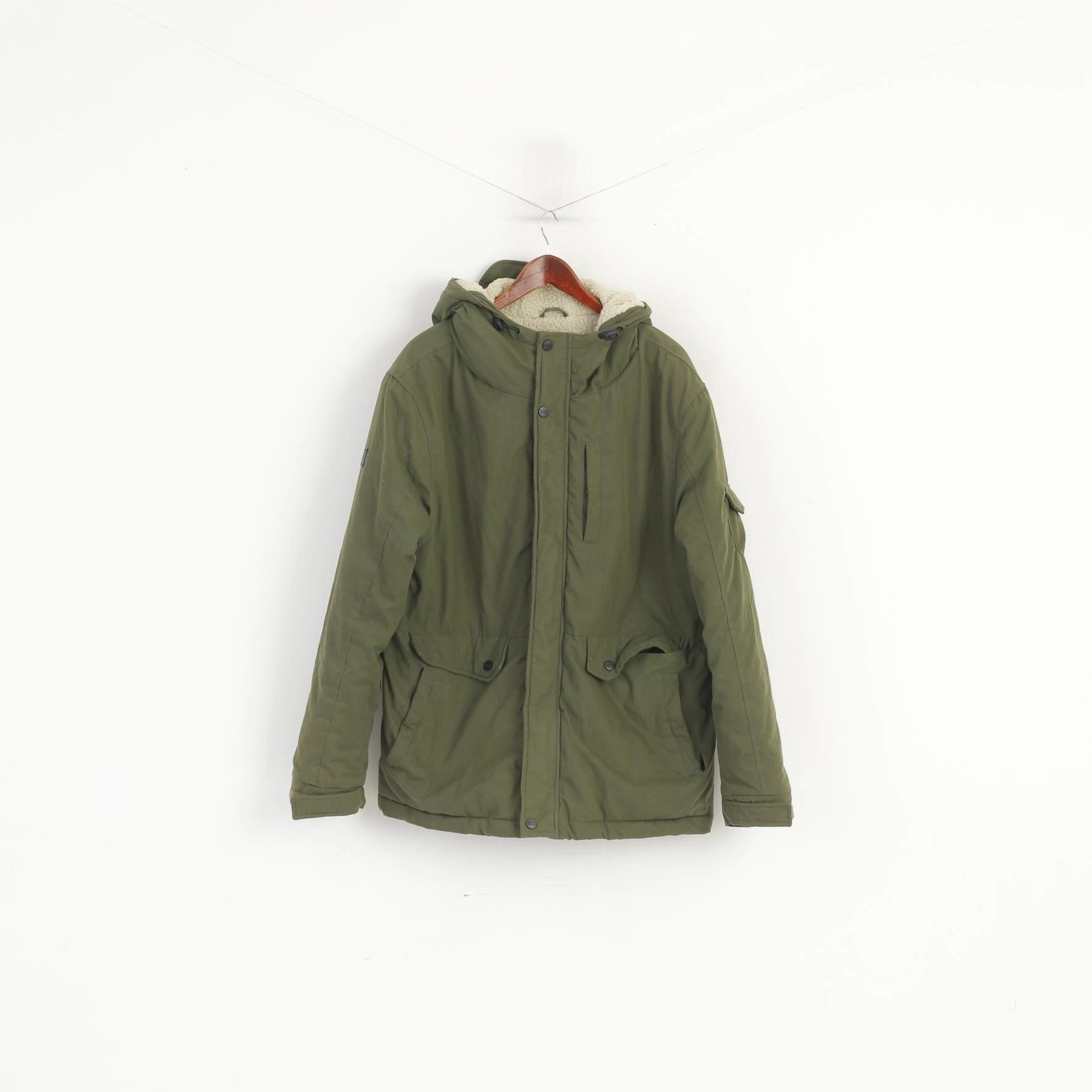 Dstruci Men L Jacket Green Cotton Padded Stirling Full Zip Hooded Dstruction Parka Fast Fit Triumph