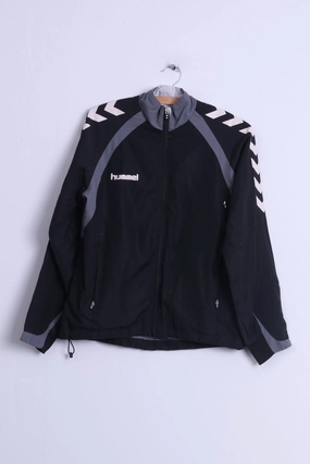 fitted fit Hummel Mens S Track Top Jacket Black Zip Up Lightweight Training Sport  Top
