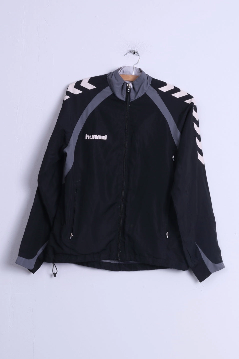 fitted fit Hummel Mens S Track Top Jacket Black Zip Up Lightweight Training Sport  Top