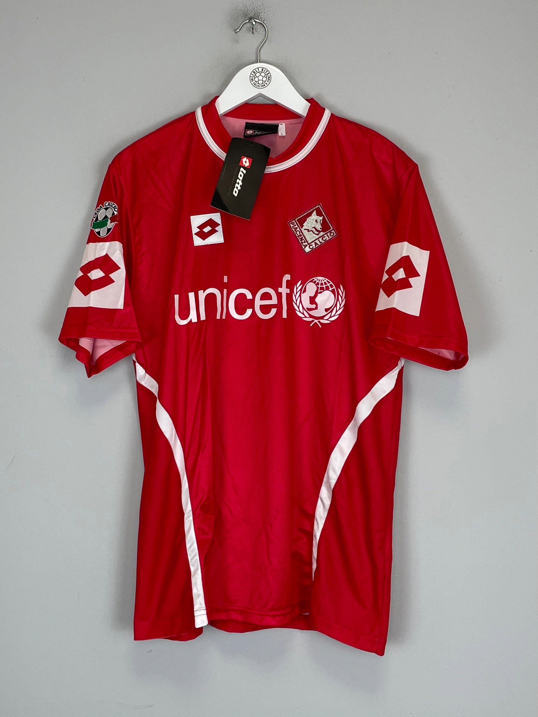 2003/04 PIACENZA RICCIO #8 MATCH ISSUE *BNWT* HOME SHIRT (L) LOTTO Contoured Ergonomic Fit Heat Transfer Labels