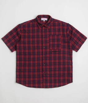 Yardsale Faded Plaid Shirt - Red Contrast Stitch Relaxed Style