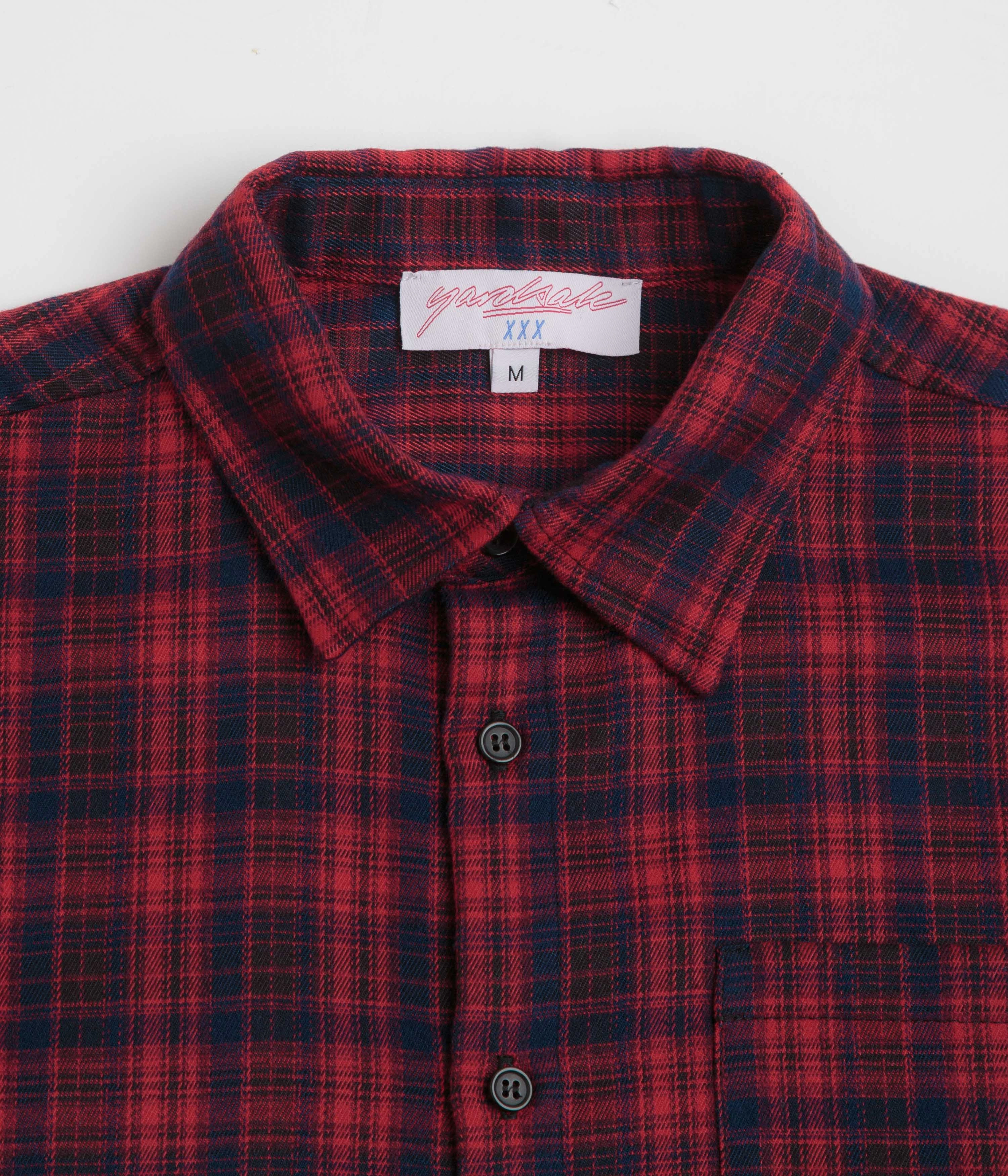 Yardsale Faded Plaid Shirt - Red Smooth Zipper Design Weekend Outfit