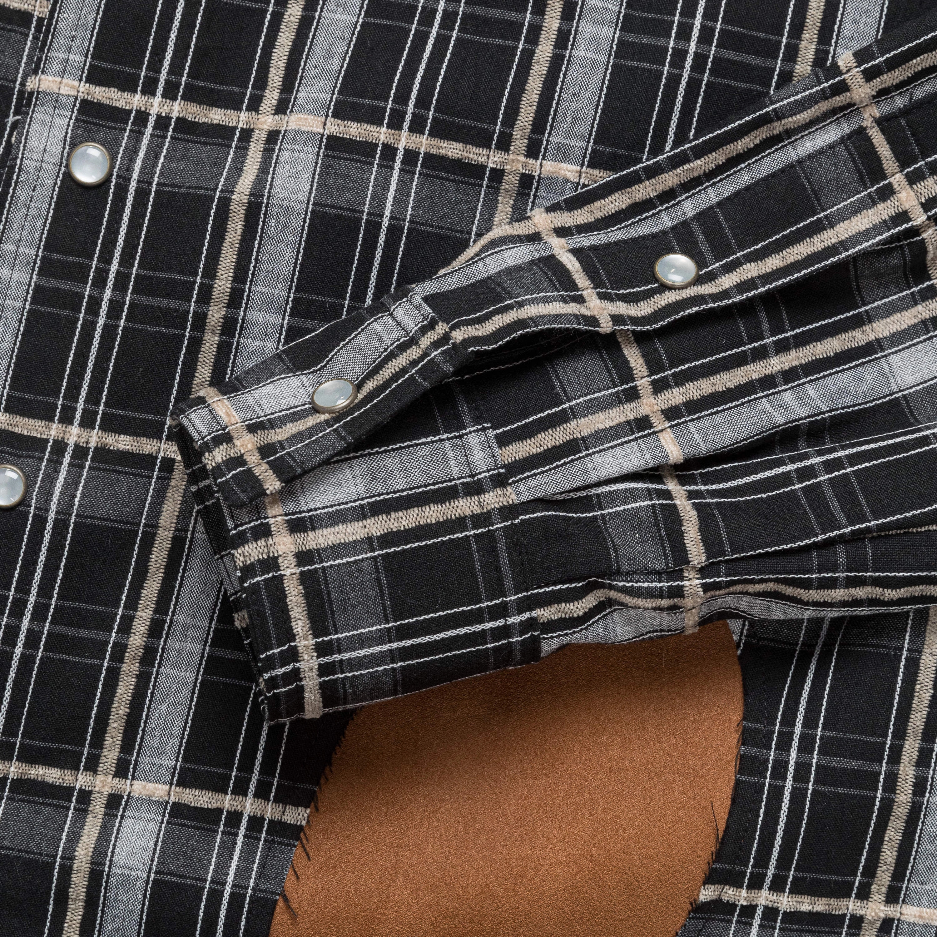 Durable Stitching Bamboo Fiber Blend Noah Patch Check Shirt - Black