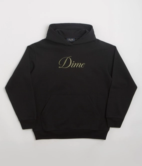 Dime Cursive Hoodie - Black / Gold Zippered Closure Chipmunk like