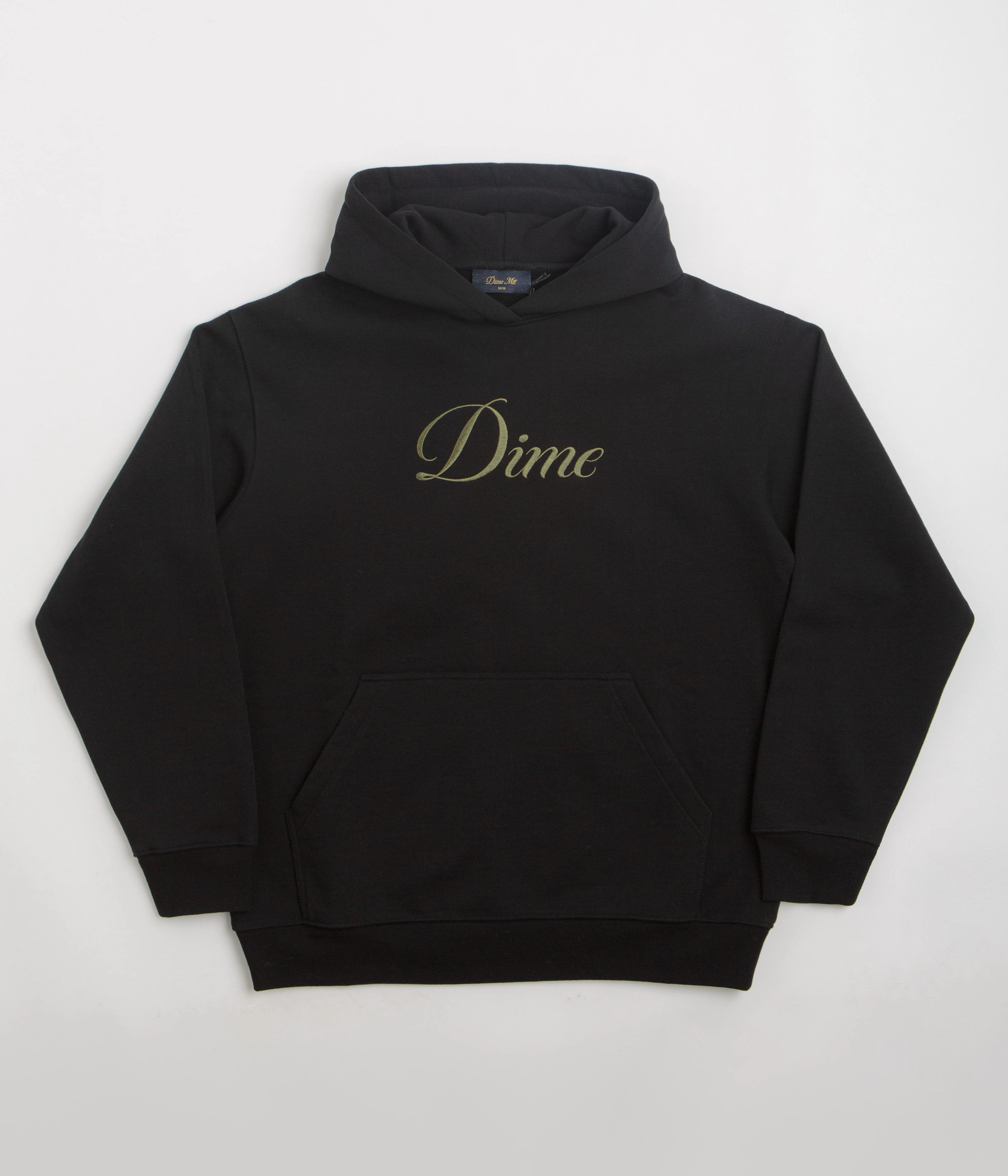Dime Cursive Hoodie - Black / Gold Zippered Closure Chipmunk like