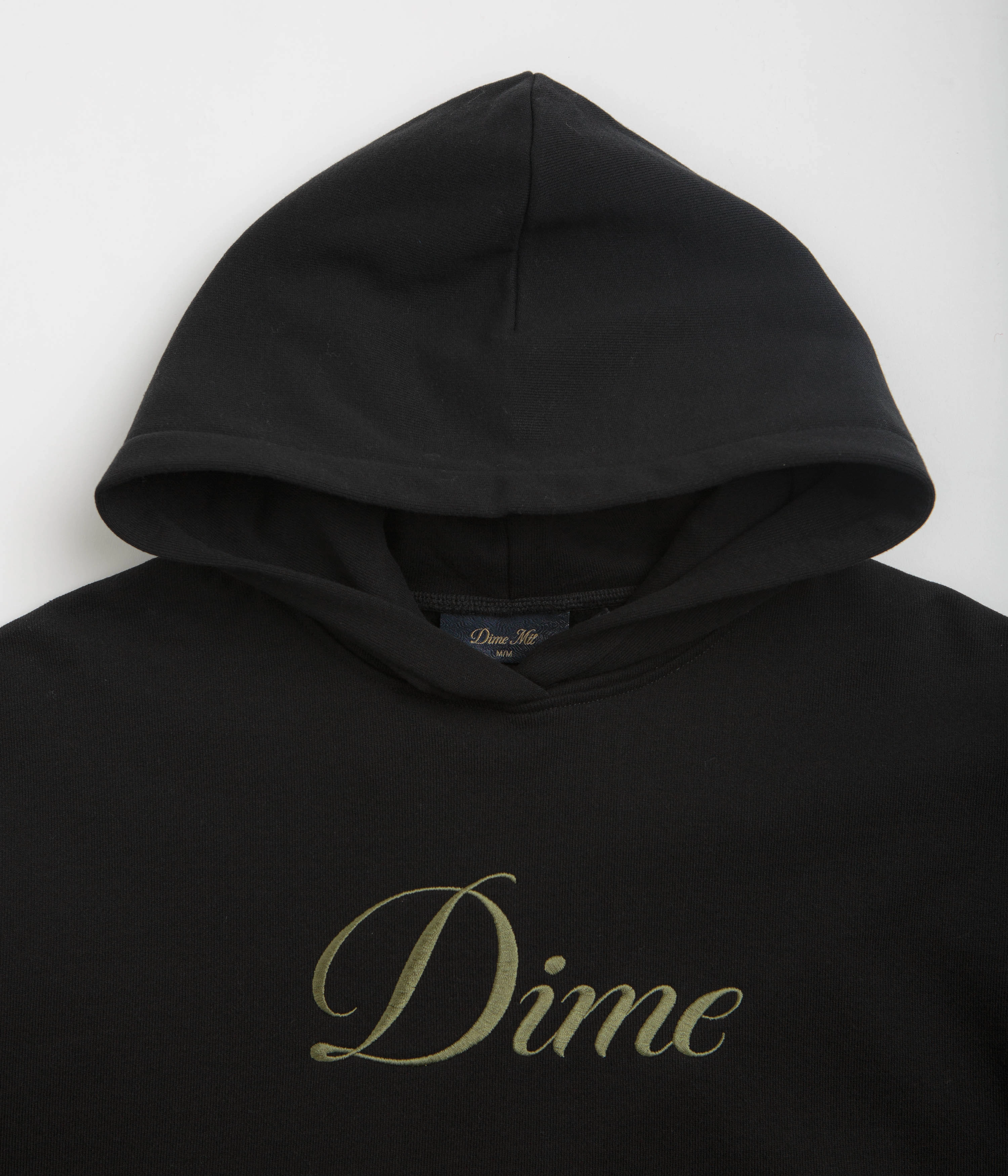 Dime Cursive Hoodie - Black / Gold Unlined Design Reinforced Stitching