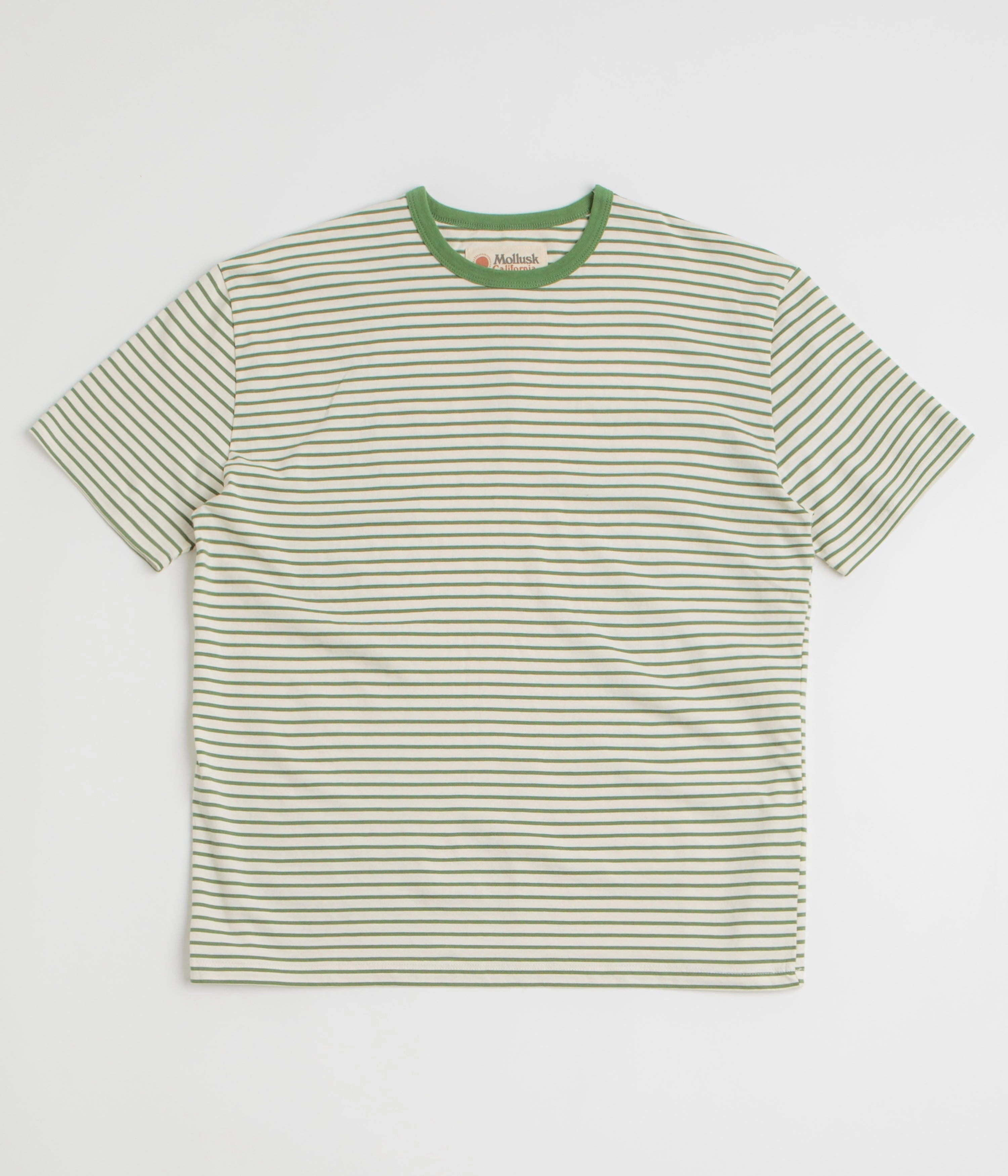 Adult Wear Hypoallergenic Textile Mollusk Striped Heavy T-Shirt - Natural / Green