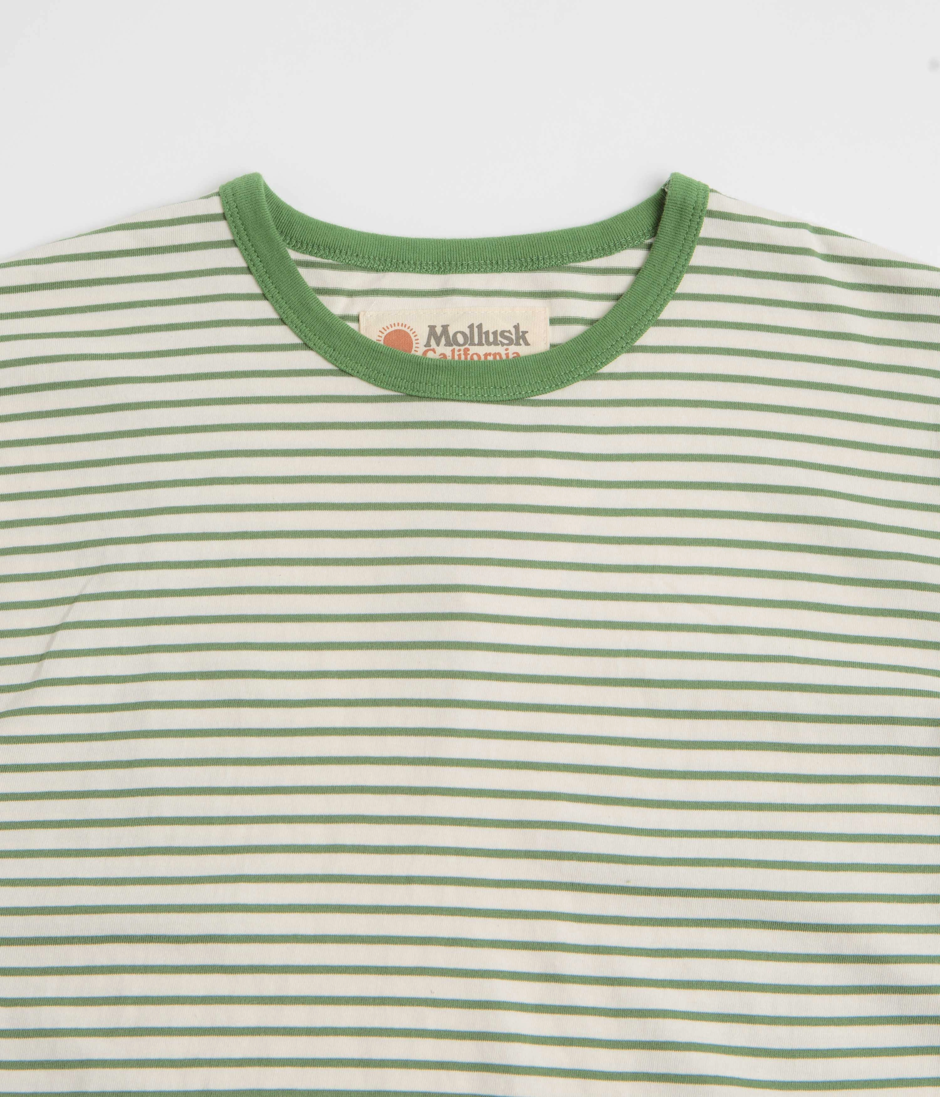 Striped modernity Mollusk Striped Heavy T-Shirt - Natural / Green