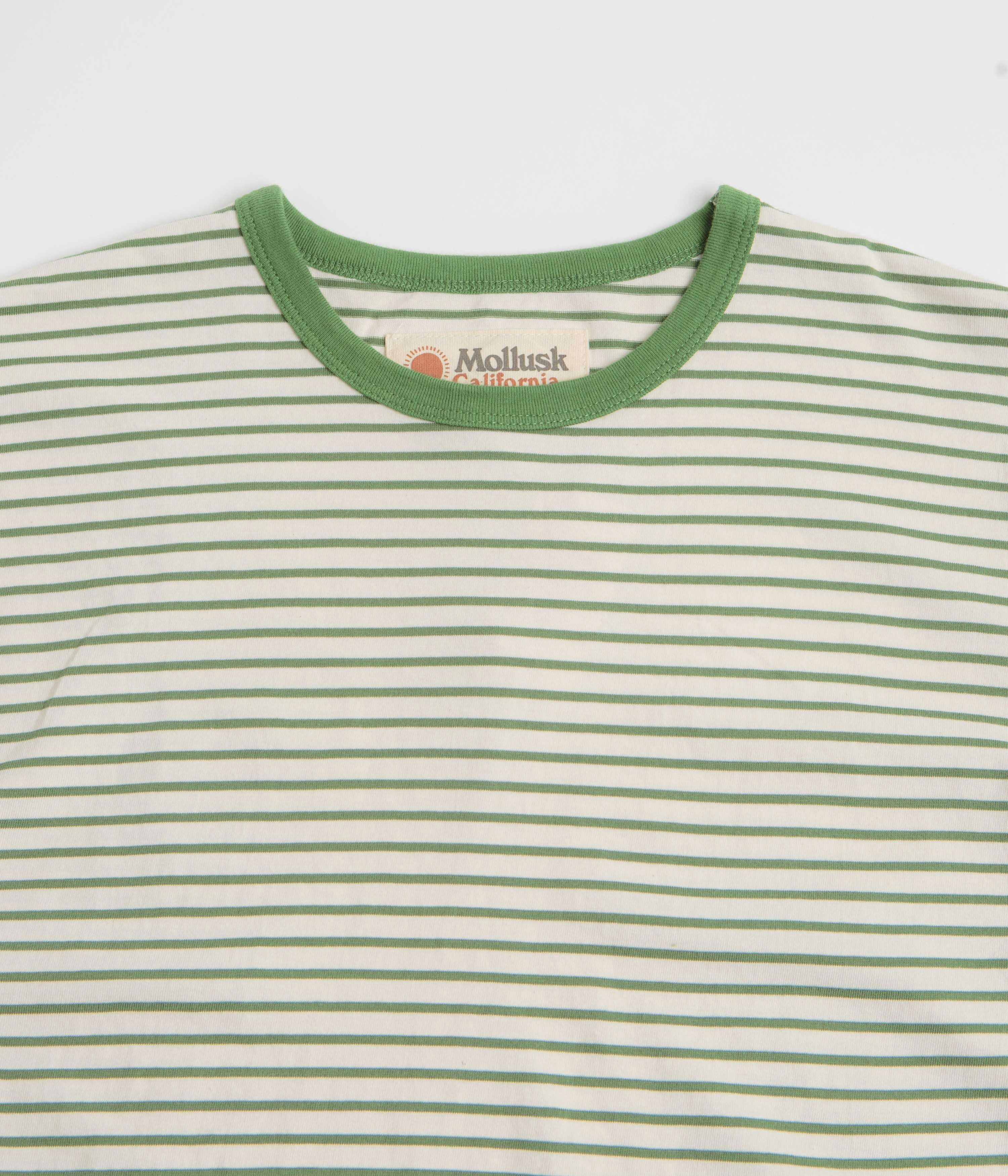 Timeless Look Mollusk Striped Heavy T-Shirt - Natural / Green