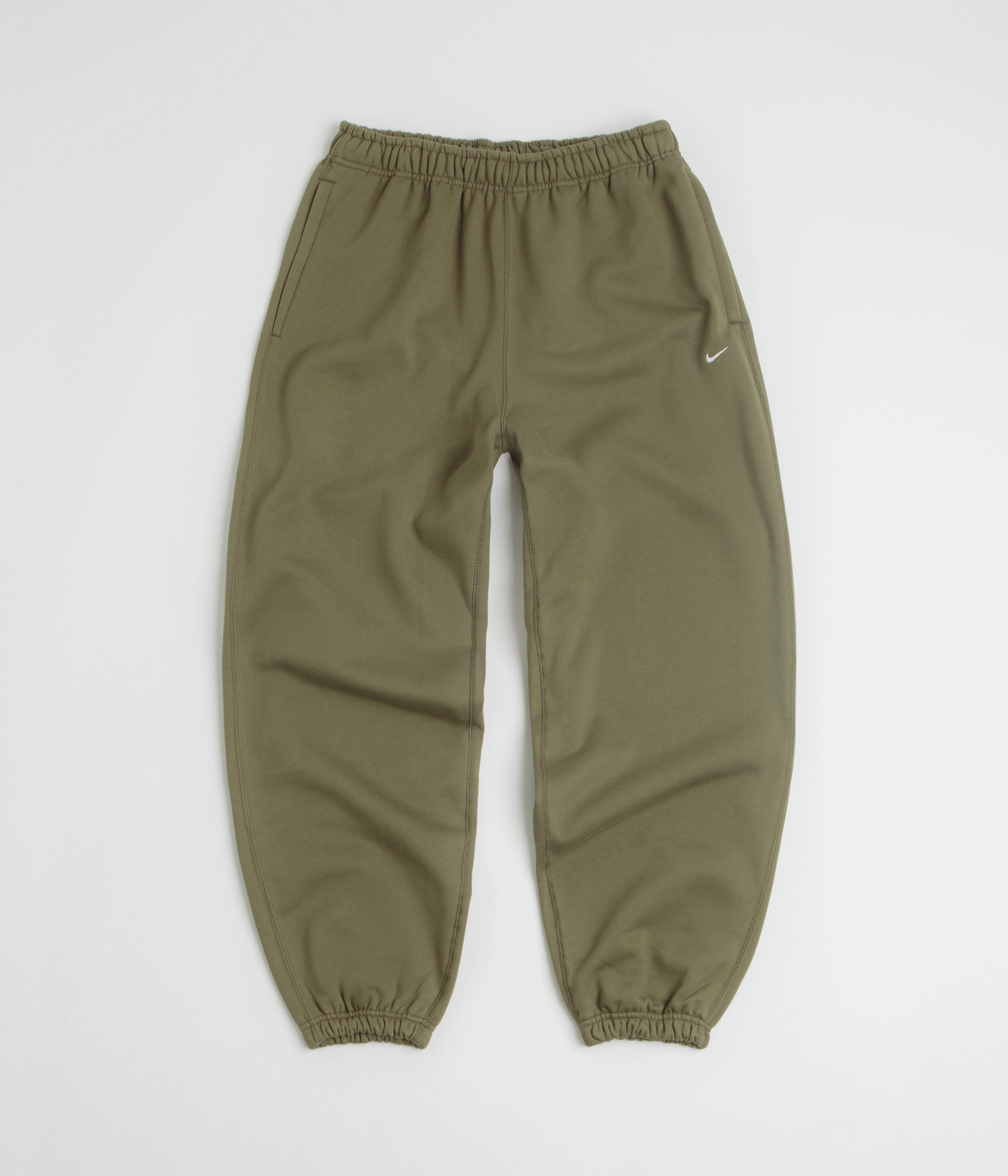 Chilly Weather Wear Odor control Nike Solo Swoosh Cuffed Sweatpants - Medium Olive / Medium Olive / White