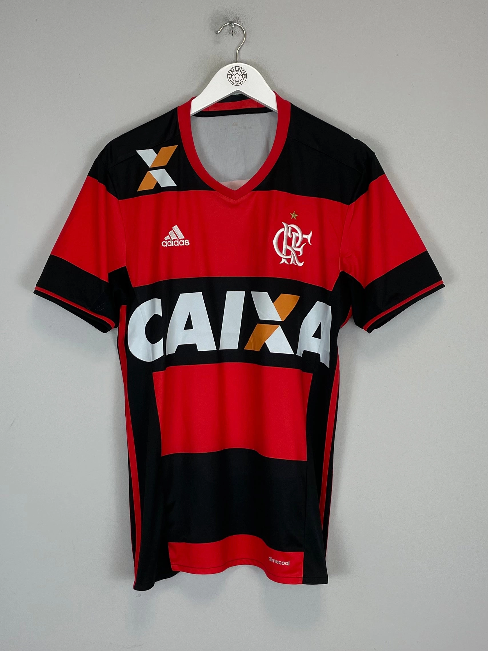 Slub Yarn Texture Tear Resistant Fabric Weave 2016/17 FLAMENGO #18 HOME SHIRT (L) ADIDAS