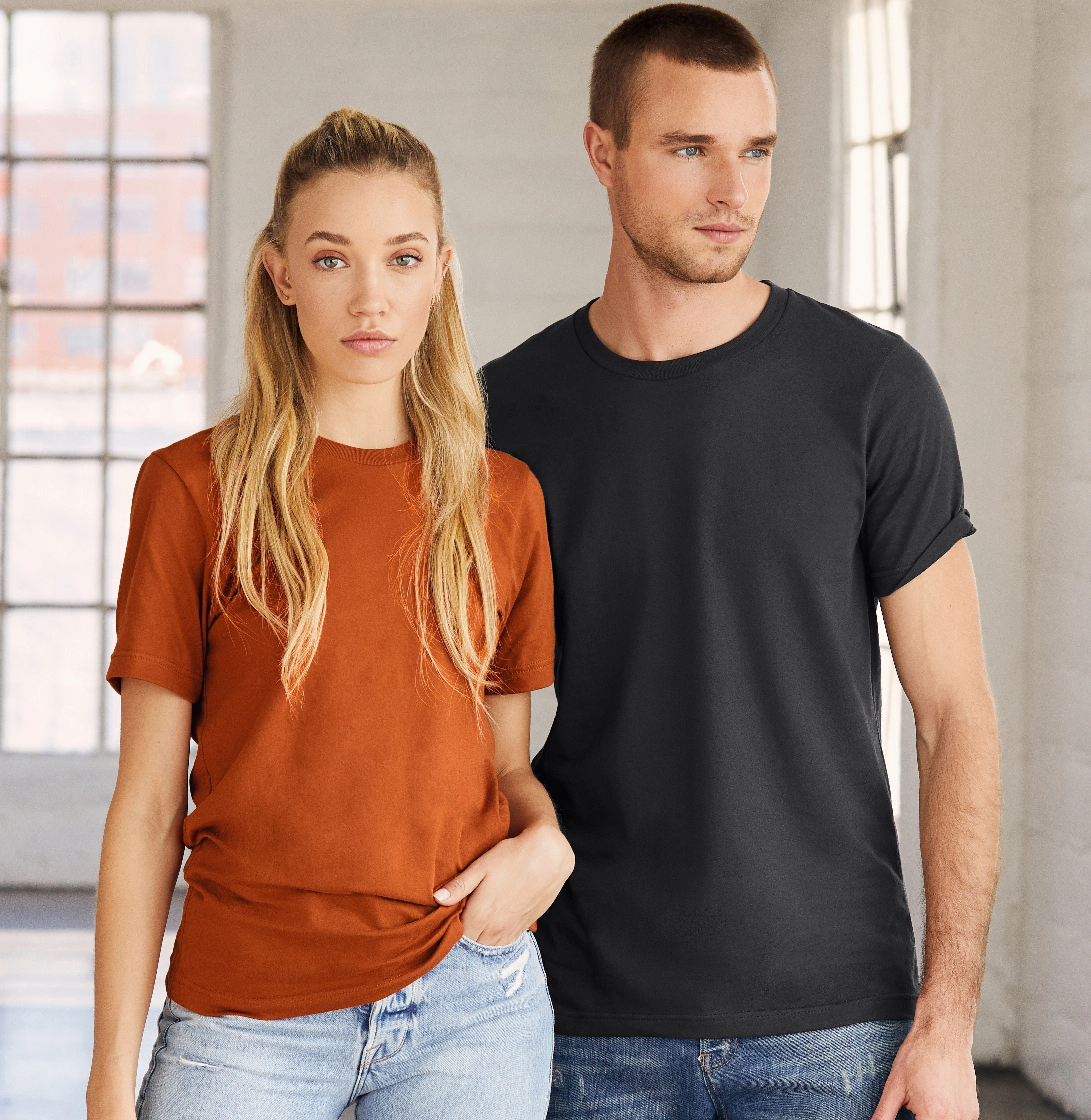 Unisex Jersey Crew Neck T-Shirt | BLACK Lightweight Construction Heat Transfer Printing