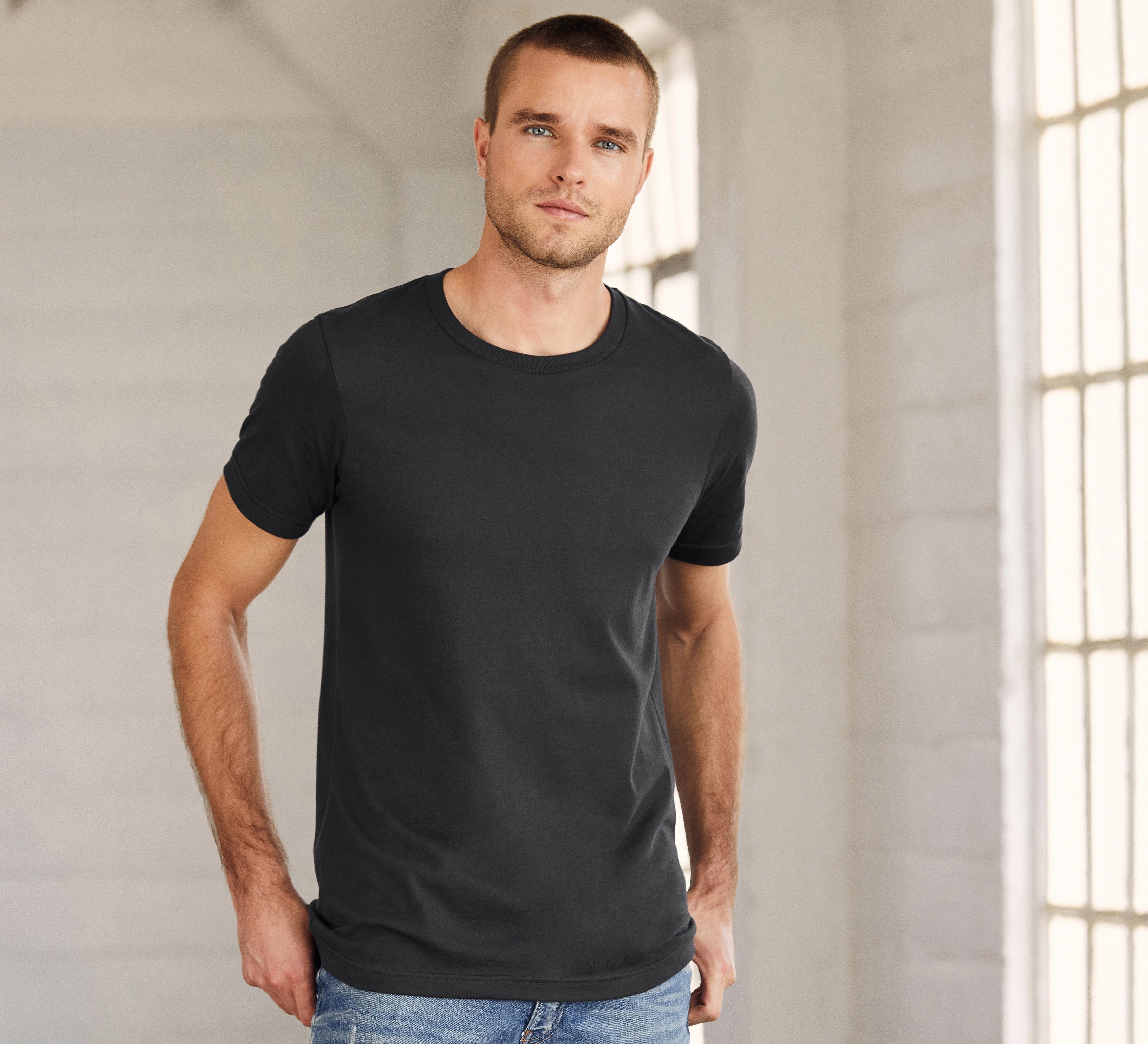 Anti Pilling Fabric Unisex Jersey Crew Neck T-Shirt | BLACK