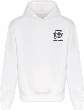 E R Co Back to Basics Hoodie | White Trend Vibe Garment Wash