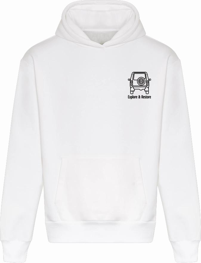 E R Co Back to Basics Hoodie | White Trend Vibe Garment Wash