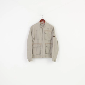 Puma Men S Jacket Pockets Full Zipper Beige Cotton  Outwear Bomber Collar  Top Base Warmth Kindness