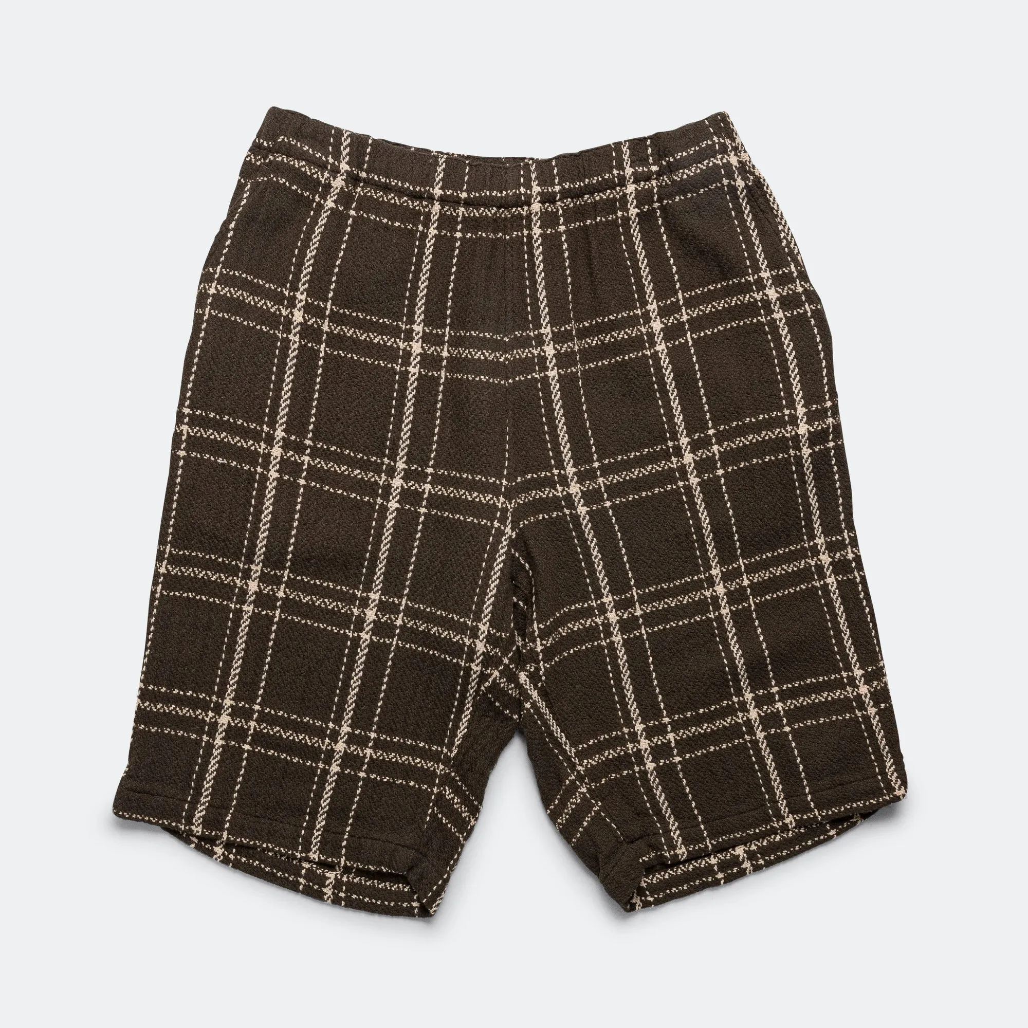 Easy Shorts Loose Weave Plaid - Brown Sporty Style Fan gear