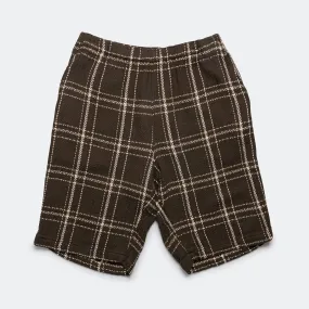 Easy Shorts Loose Weave Plaid - Brown Sporty Style Fan gear