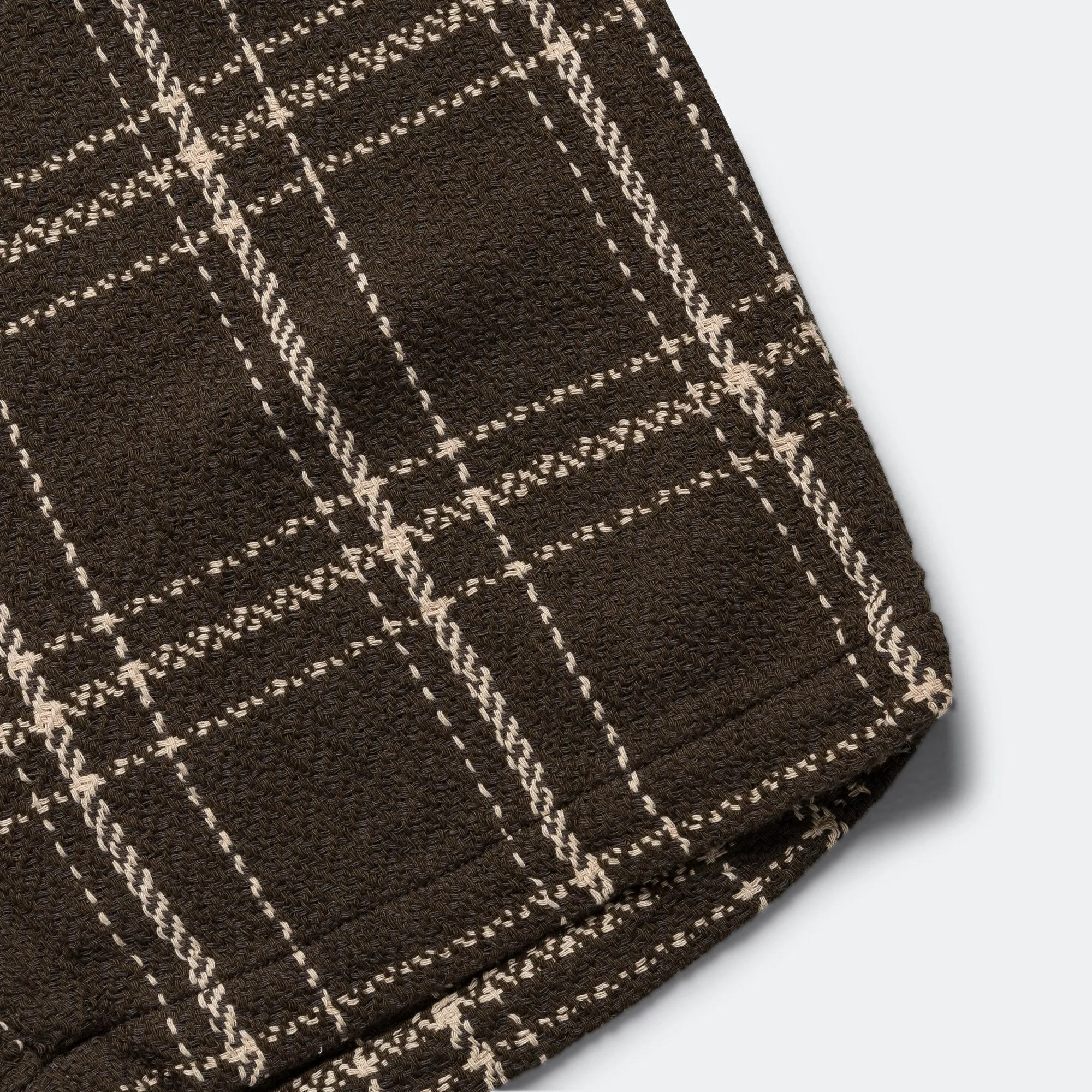 Snag Free Design Easy Shorts Loose Weave Plaid - Brown