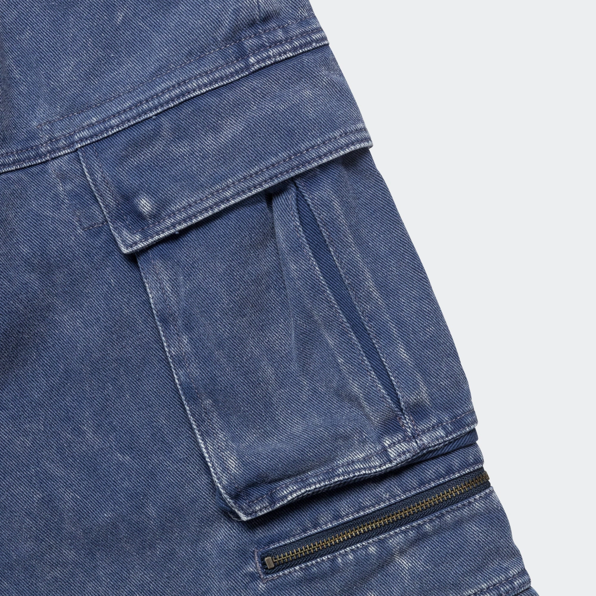 Flattering Shape Cozy Wear Faded Cargo Shorts - Blue