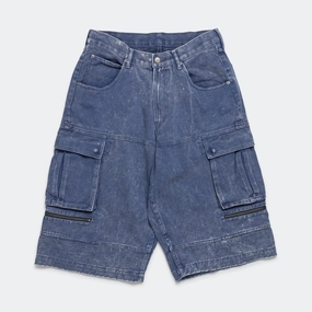 Faded Cargo Shorts - Blue Flex Foam Inserts Flattering Design