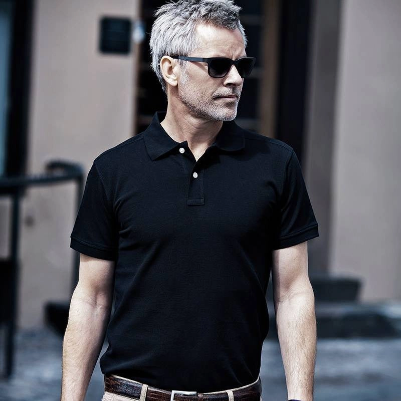 Harvard Stretch Deluxe Polo Shirt | BLACK Breathable Weave