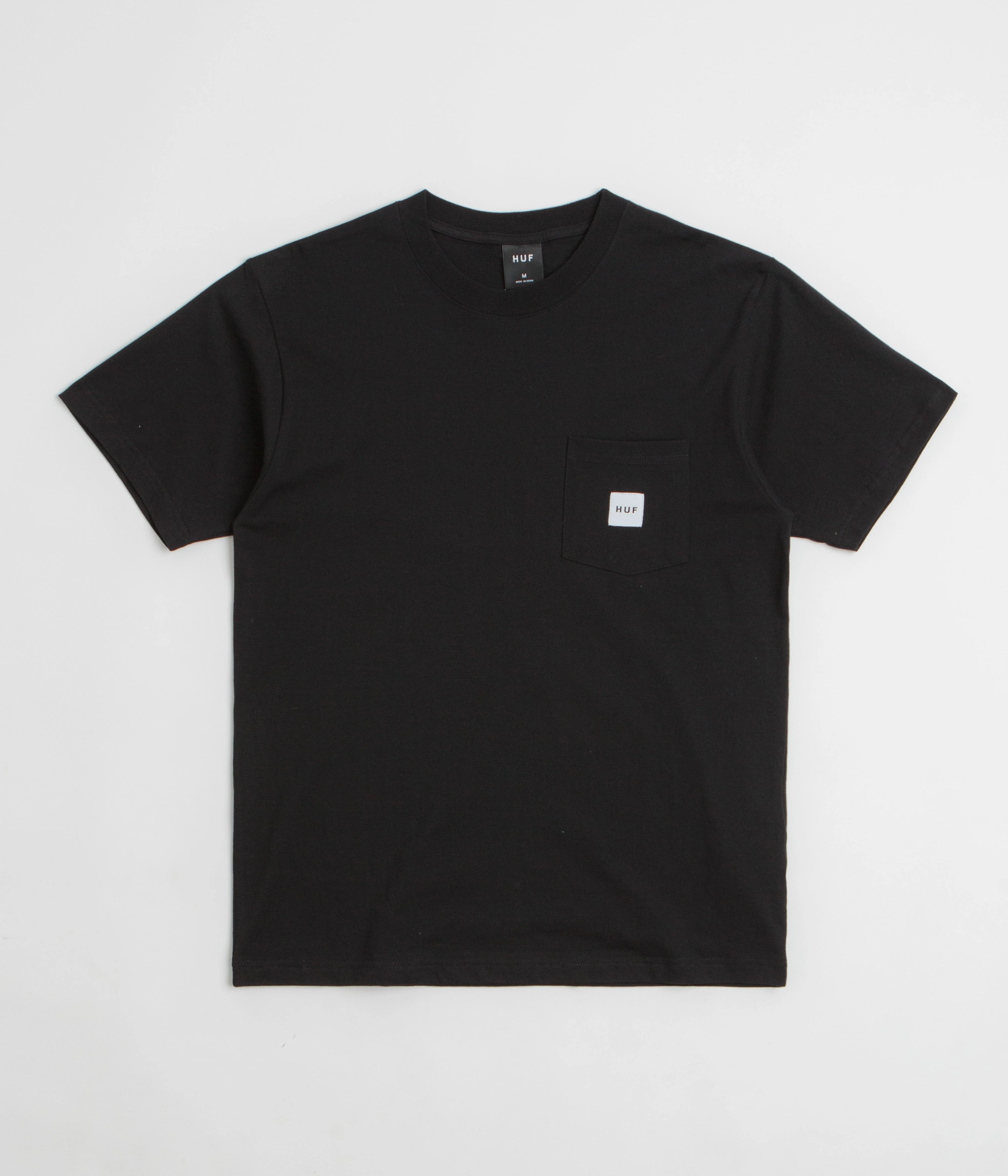 Anti Static Fabric HUF Set Box Logo Pocket T-Shirt - Black