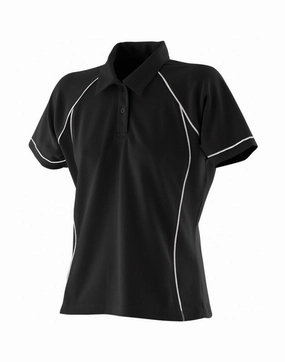 Ladies Performance Piped Polo | BLACK/WHITE Trendy Fit